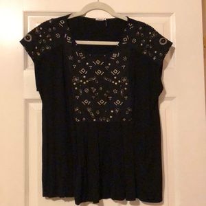 Anthropologie Embroidered Cotton Flowy Shirt